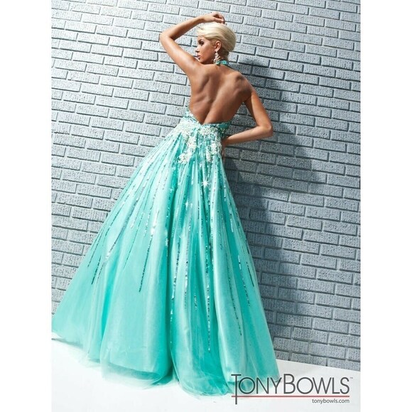 Tony Bowls Ballgown Prom Dress 113539 Aqua - Picture 2 of 6
